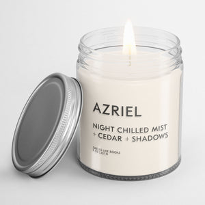 book inspired soy candle Smells Like Books AZRIEL
