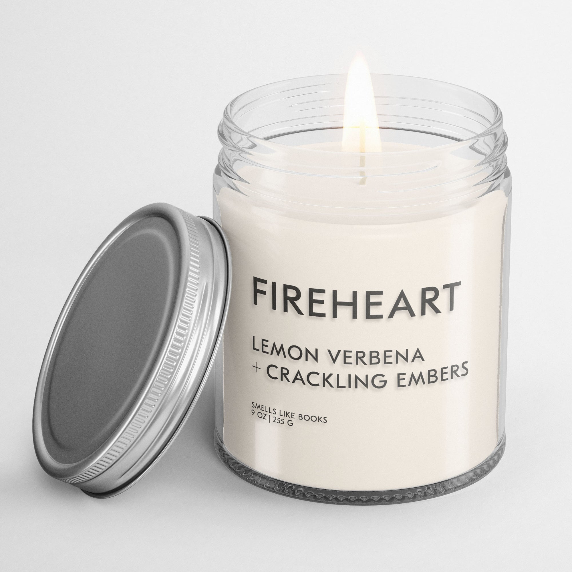 book inspired soy candle Smells Like Books FIREHEART