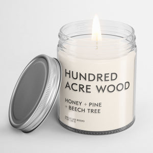 book inspired soy candle Smells Like Books HUNDRED ACRE WOOD