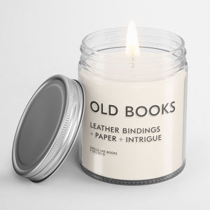 book inspired soy candle Smells Like Books OLD BOOKS